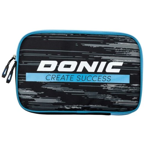 Table Tennis Bat Case: Donic Double Wallet Pop – Black/Cyan