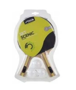 Table Tennis Bat: Stiga Bat Set Scenic 2 Bats+ 3 Balls And Net Set