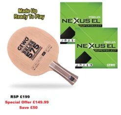 Table Tennis Bat: Gewo Balsa Carbon 575 Blade + With 2 Sheets Of Nexxus EL Pro 45 Rubbers