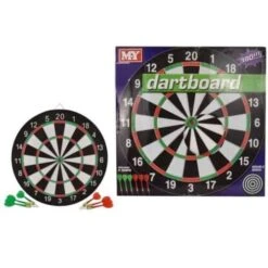 17” Double Sided Dartboard Set 6 X Darts Family Board Game