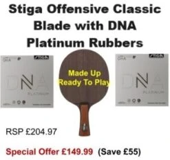 Table Tennis Bat: Stiga Offensive Classic Blade With DNA Platinum Rubbers