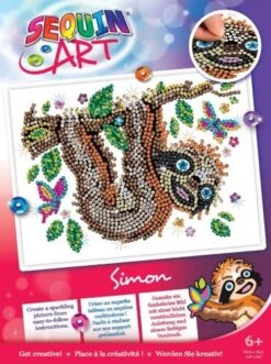 Sequin Art – Simon Sloth – Red Medium