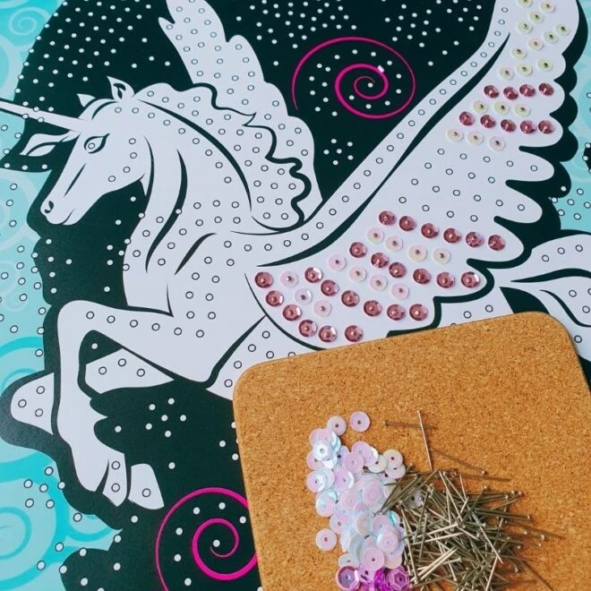 Sequin Art – Winged Unicorn – Craft Teen - Image 3
